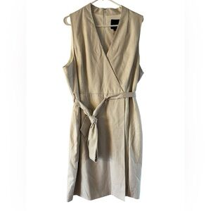 NWT Alex Marie Khaki/Ivory Stripe Wrap Belted Business Dress Size 18